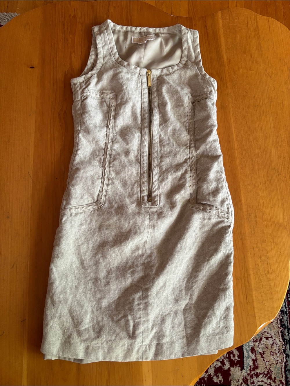 Michael Kors Beige Sleeveless Zip-Front Mini Dress